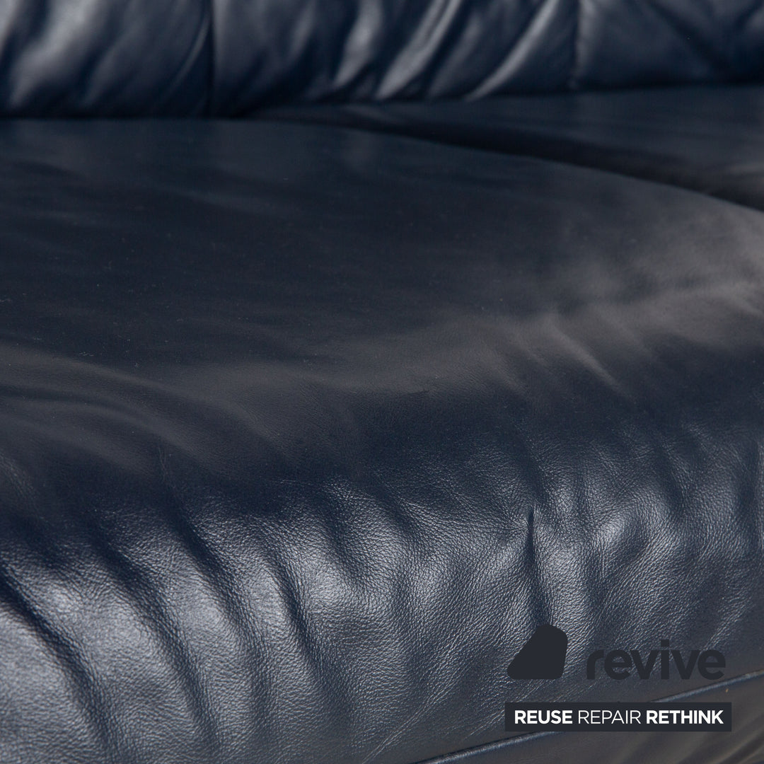 Laauser Leder Dreisitzer Dunkelblau Sofa Couch