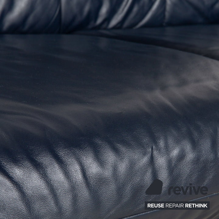 Laauser Leder Dreisitzer Dunkelblau Sofa Couch