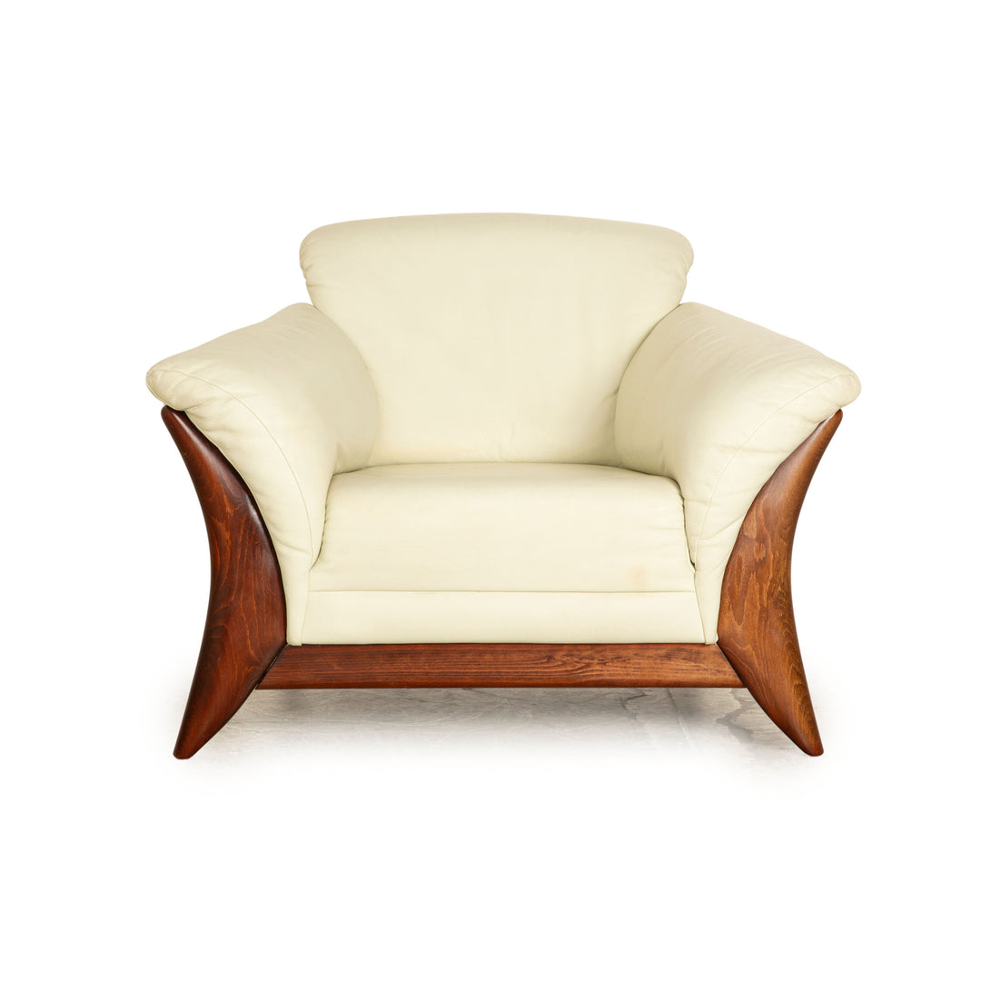 Fauteuil en cuir Laaus crème