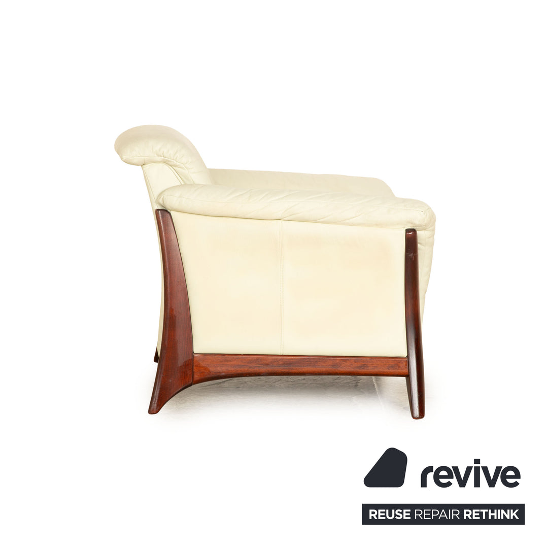 Fauteuil en cuir Laaus crème