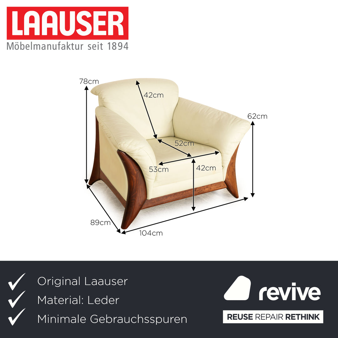 Fauteuil en cuir Laaus crème