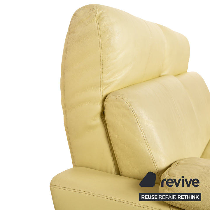 Laauser Leder Zweisitzer Grün Grüngelb Sofa Couch manuelle Relaxfunktion