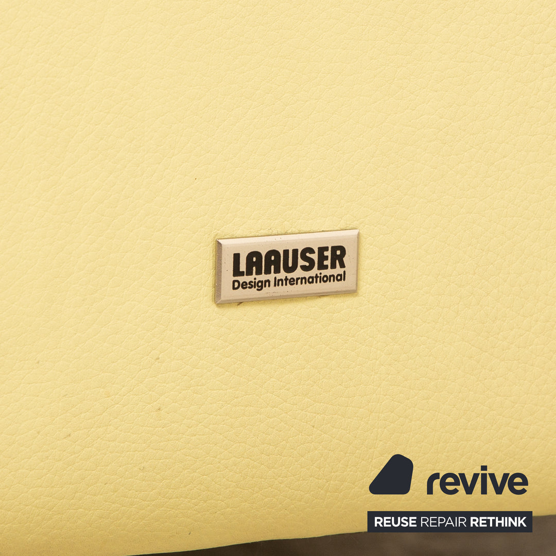 Laauser Leder Zweisitzer Grün Grüngelb Sofa Couch manuelle Relaxfunktion