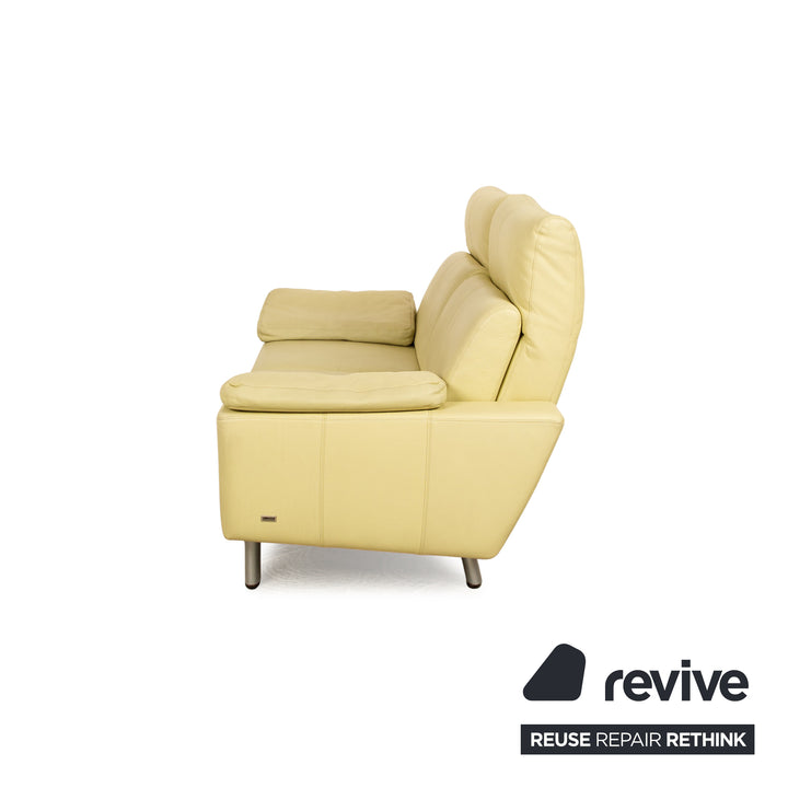 Laauser Leder Zweisitzer Grün Grüngelb Sofa Couch manuelle Relaxfunktion