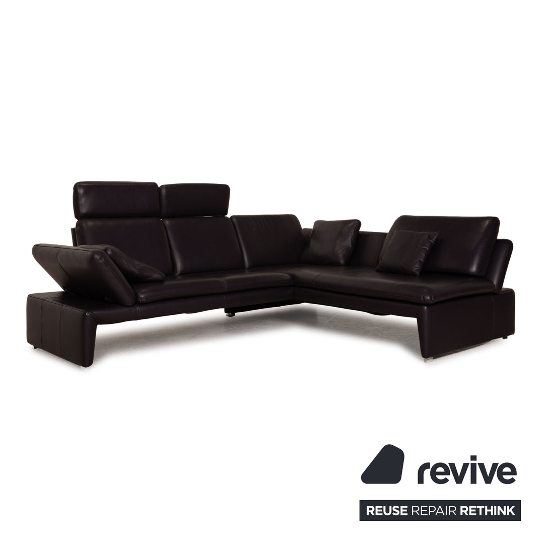 Laauser Pegasus Leder Sofa Lila Dunkellila Ecksofa Couch Funktion Recamiere rechts