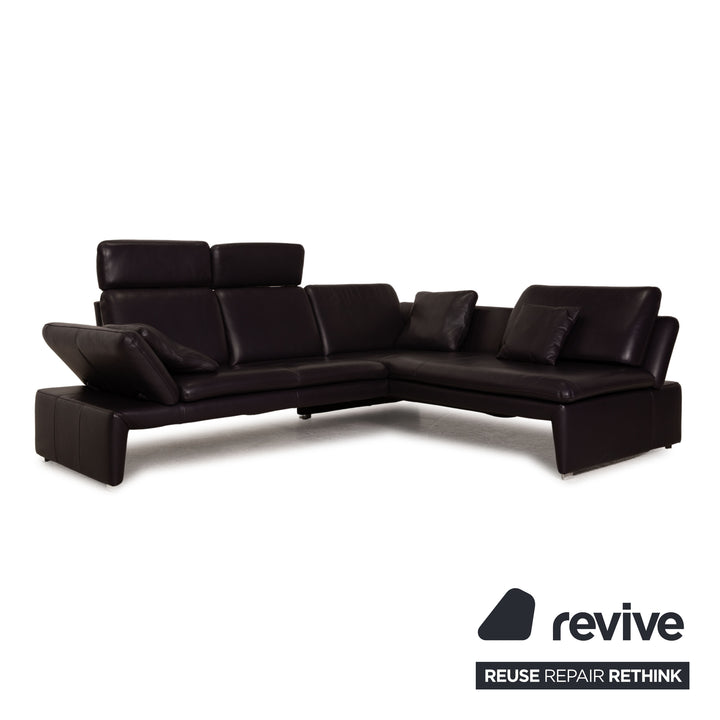 Laauser Pegasus Leder Sofa Lila Dunkellila Ecksofa Couch Funktion Recamiere rechts