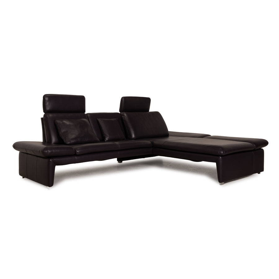 Laauser Pegasus Leder Sofa Lila Dunkellila Ecksofa Couch Funktion Recamiere rechts