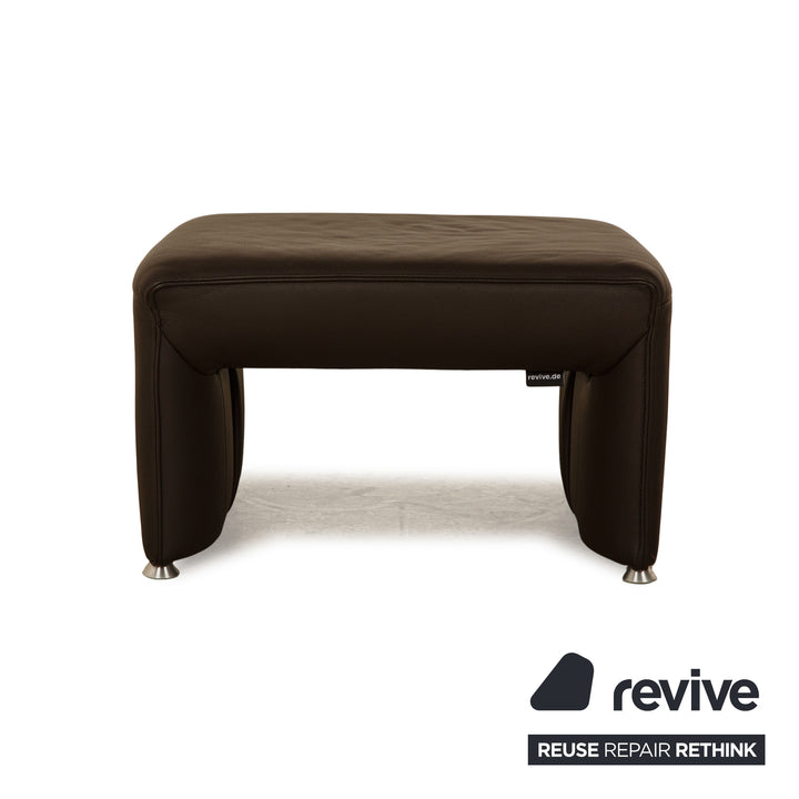 Laauser Plus Leder Sofa Garnitur Dunkelbraun Dreisitzer Zweisitzer Hocker Couch