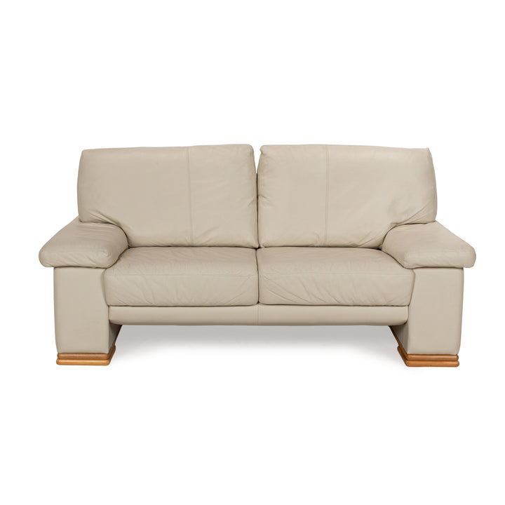 Canapé deux places en cuir beige