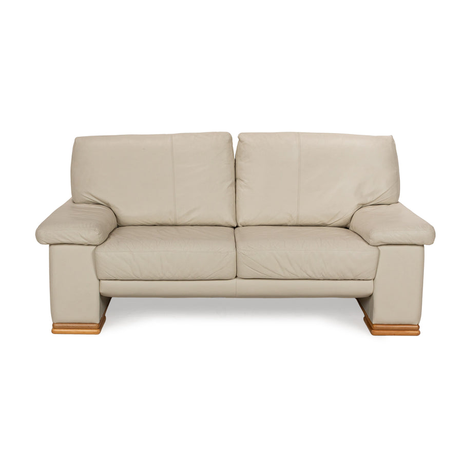 Canapé deux places en cuir beige