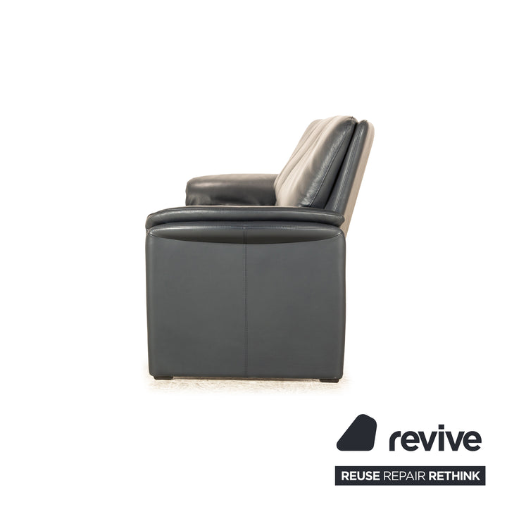 Leolux Bora Leder Dreisitzer Sofa Dunkelblau Blau Couch