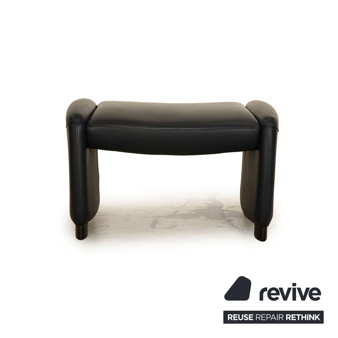 Tabouret en cuir Leolux Bora Bleu Bleu foncé
