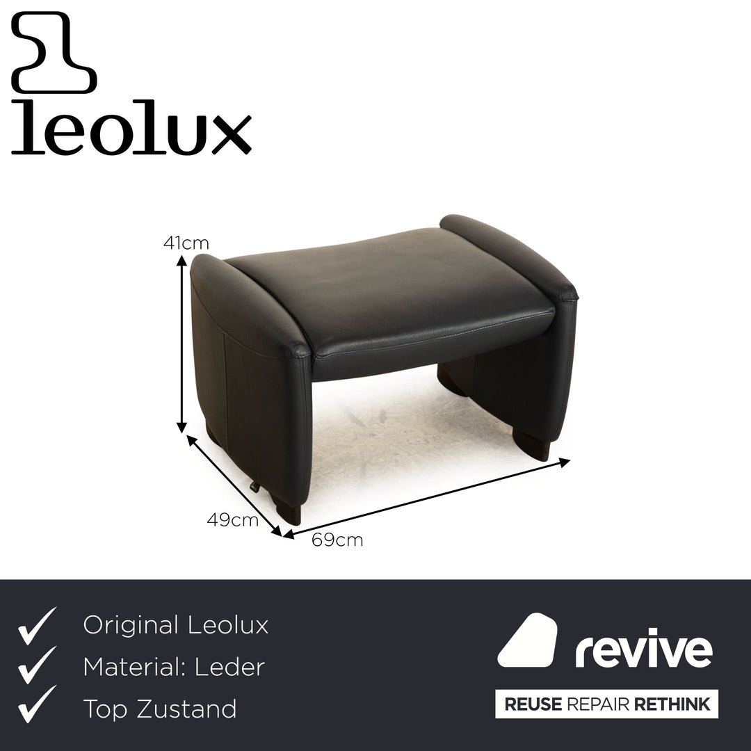 Tabouret en cuir Leolux Bora Bleu Bleu foncé