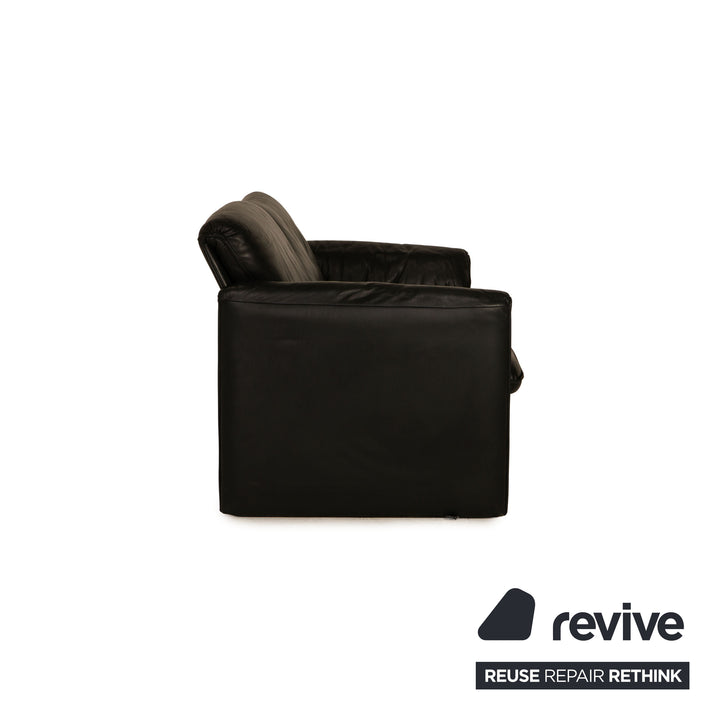 Leolux Bora Leather Two Seater Black Sofa Couch