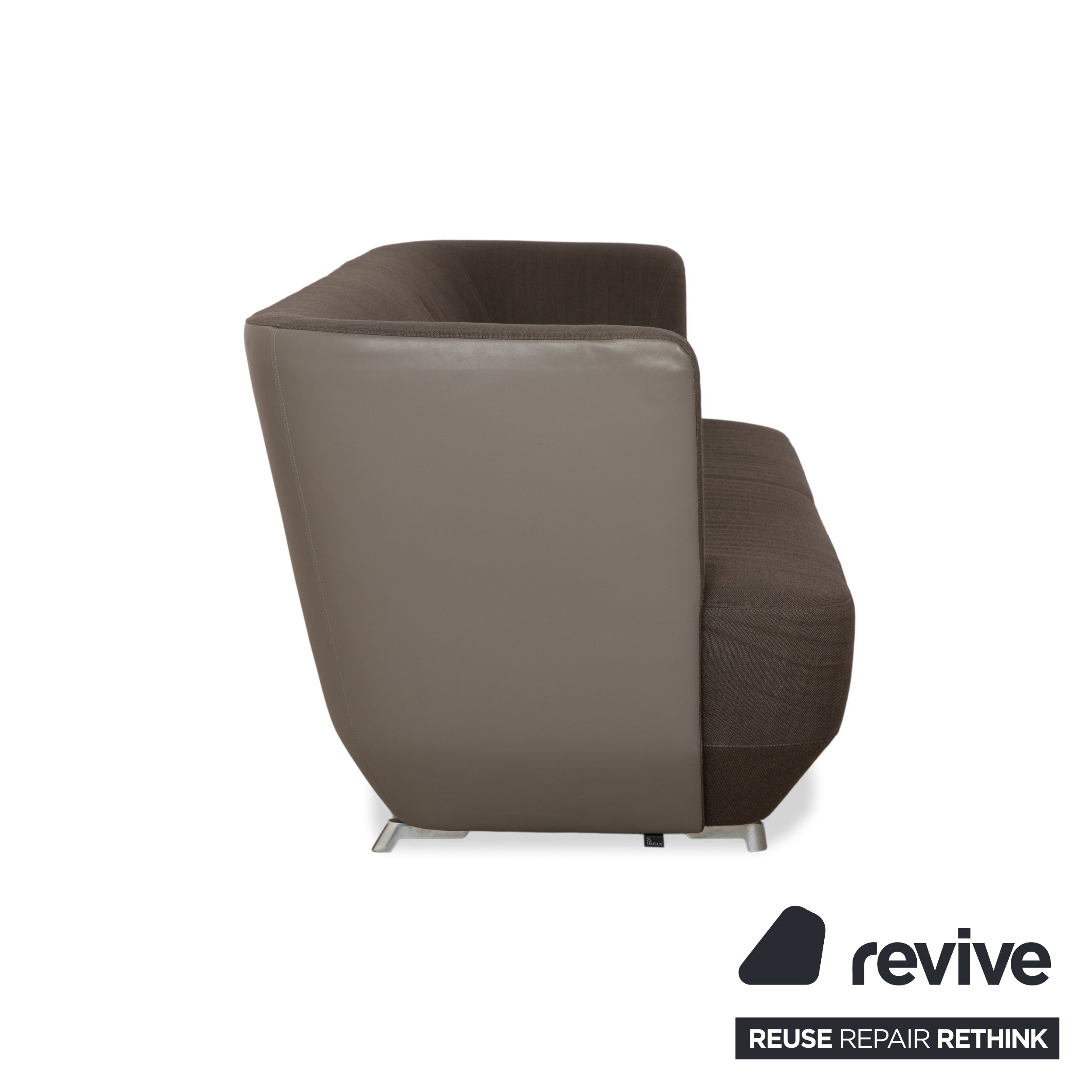 Leolux Daja Fabric Three-Seater Grey Leather Sofa Couch