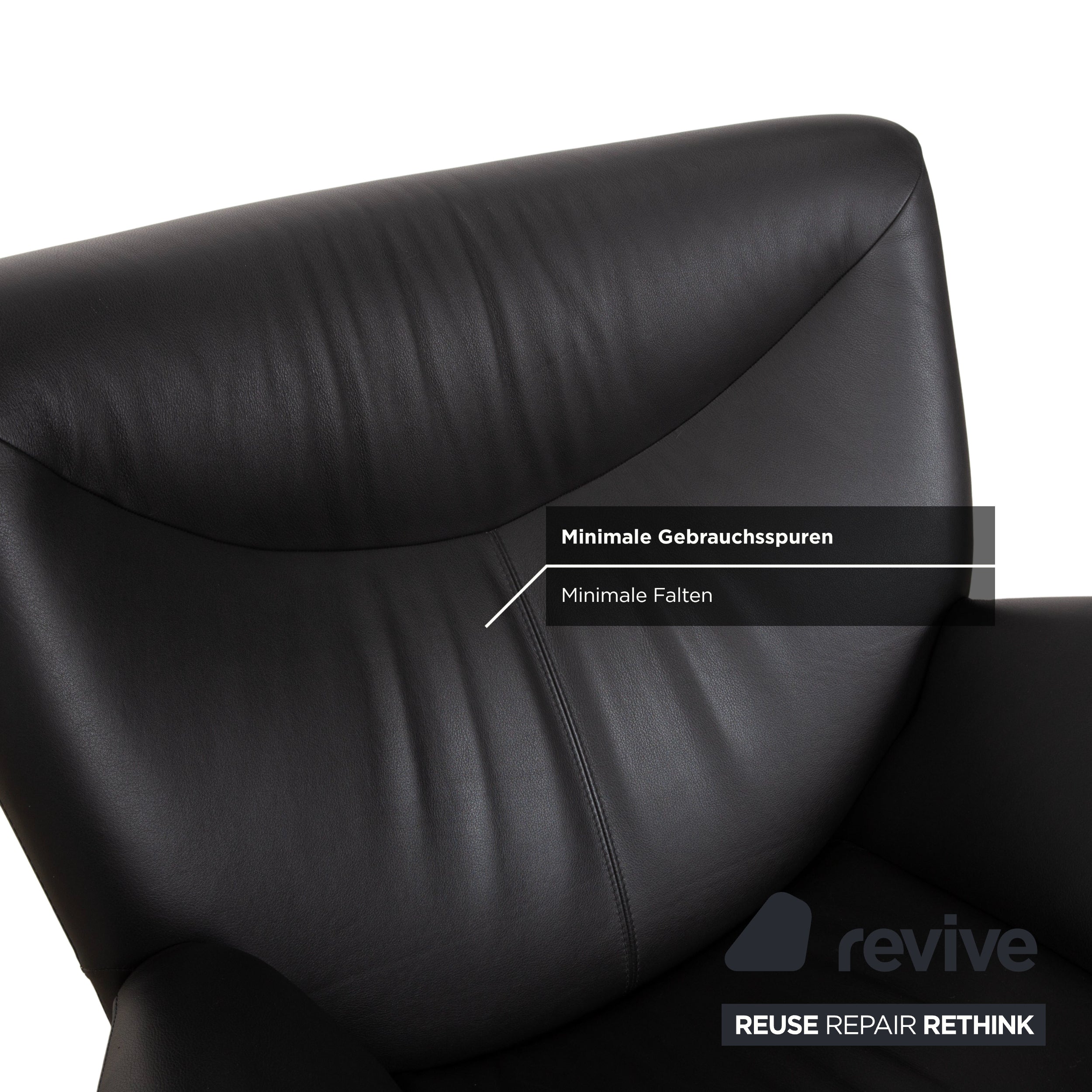 Leolux Echnaton Leather Set 2x Armchairs Two-Seater Sofa Couch Black