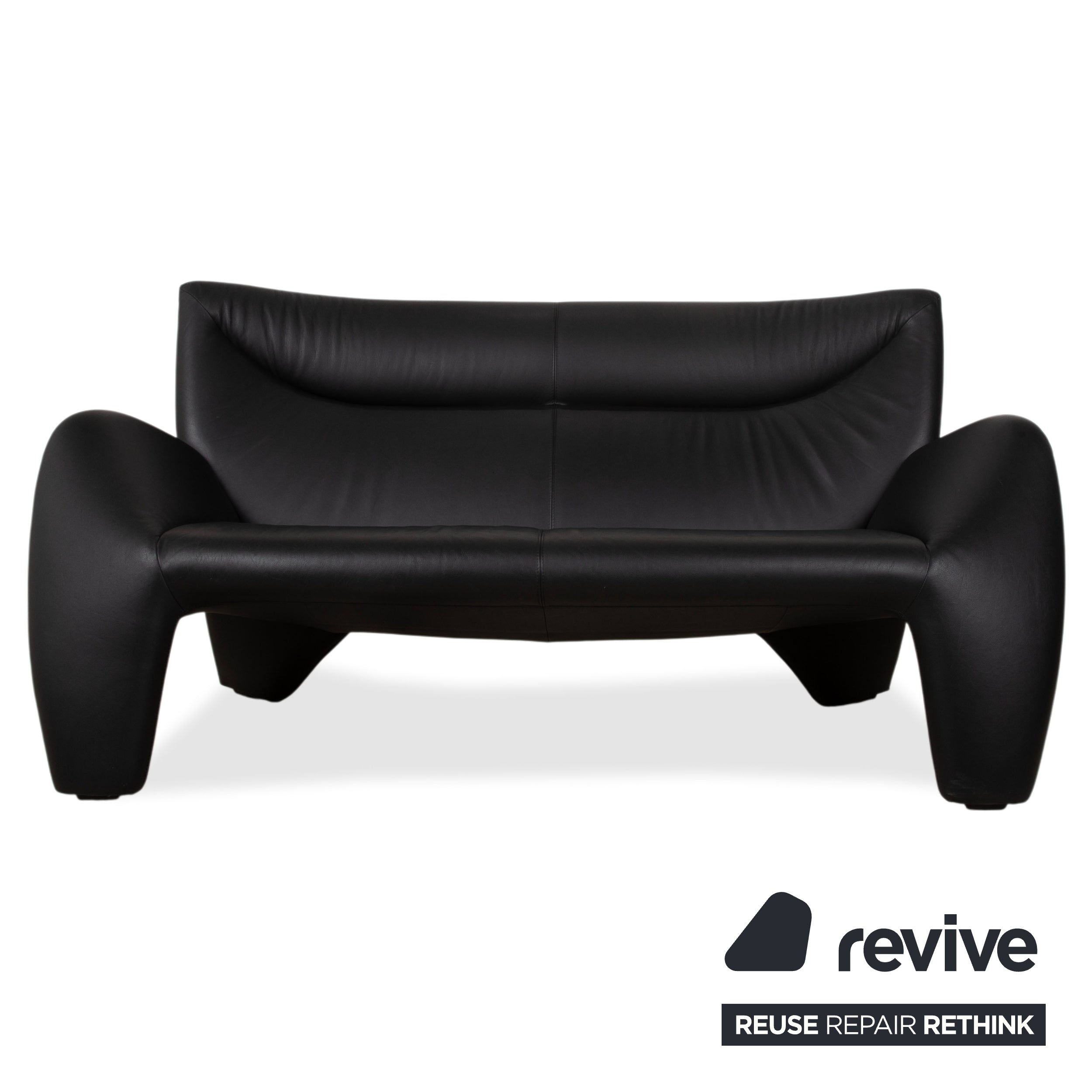 Leolux Echnaton Leather Set 2x Armchairs Two-Seater Sofa Couch Black