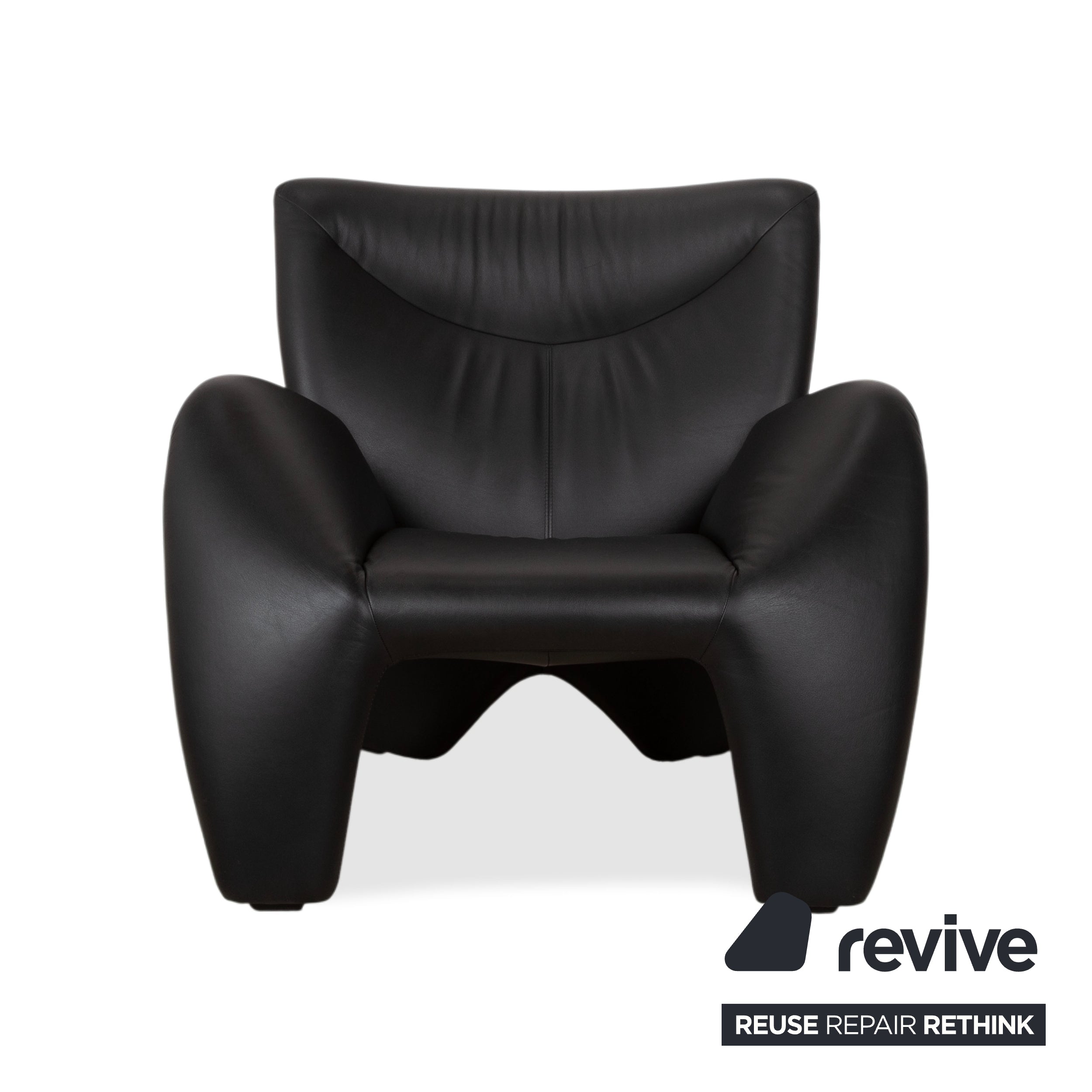 Leolux Echnaton Leather Set 2x Armchairs Two-Seater Sofa Couch Black
