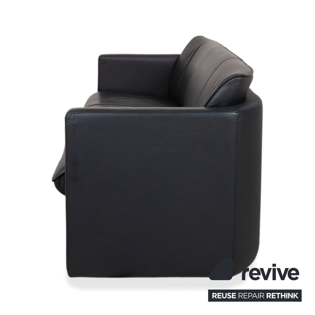 Leolux Leder Dreisitzer Dunkelblau Sofa Couch