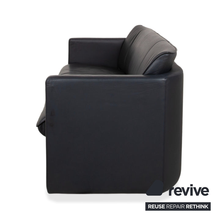 Leolux Leder Dreisitzer Dunkelblau Sofa Couch
