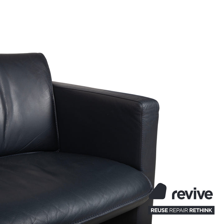 Leolux Leder Dreisitzer Dunkelblau Sofa Couch