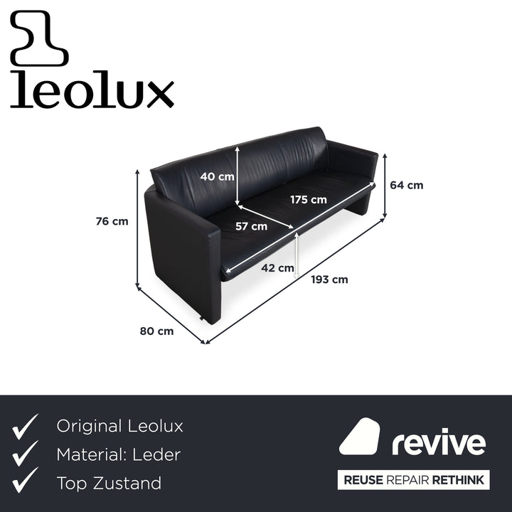 Leolux Leder Dreisitzer Dunkelblau Sofa Couch