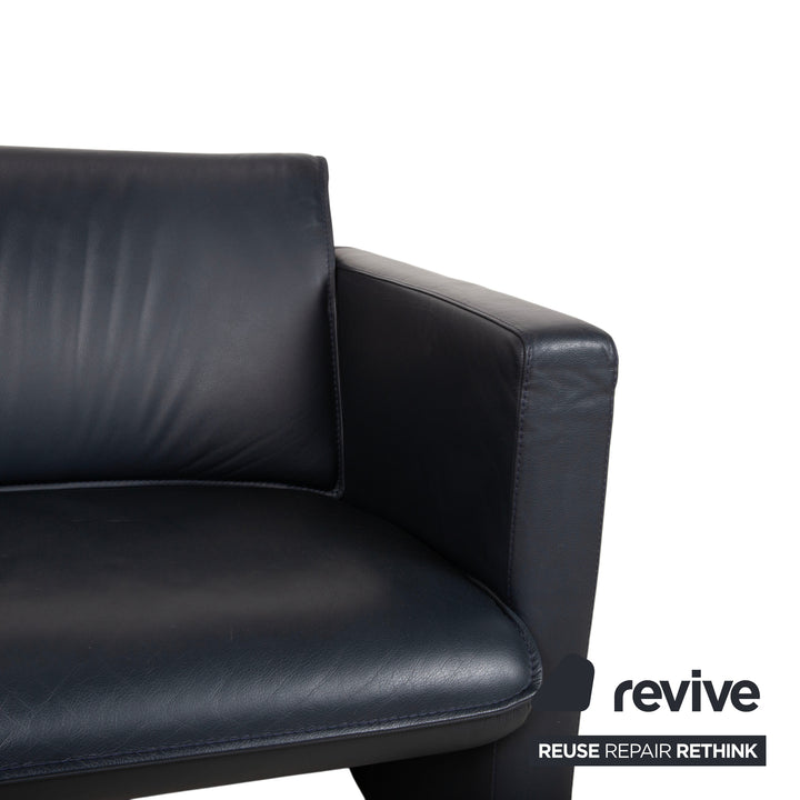 Leolux Leder Zweisitzer Dunkelblau Sofa Couch