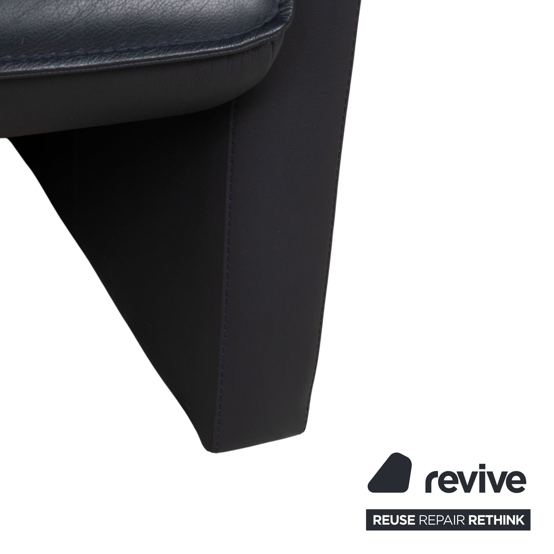 Leolux Leder Zweisitzer Dunkelblau Sofa Couch