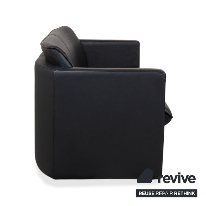 Leolux Leder Zweisitzer Dunkelblau Sofa Couch