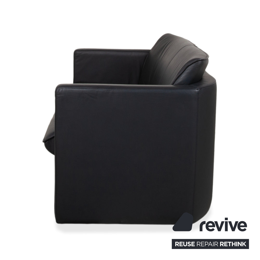 Leolux Leder Zweisitzer Dunkelblau Sofa Couch
