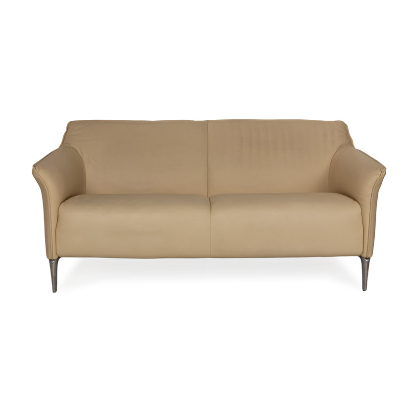Leolux Mayon Leather Two-Seater Cream Sofa Couch
