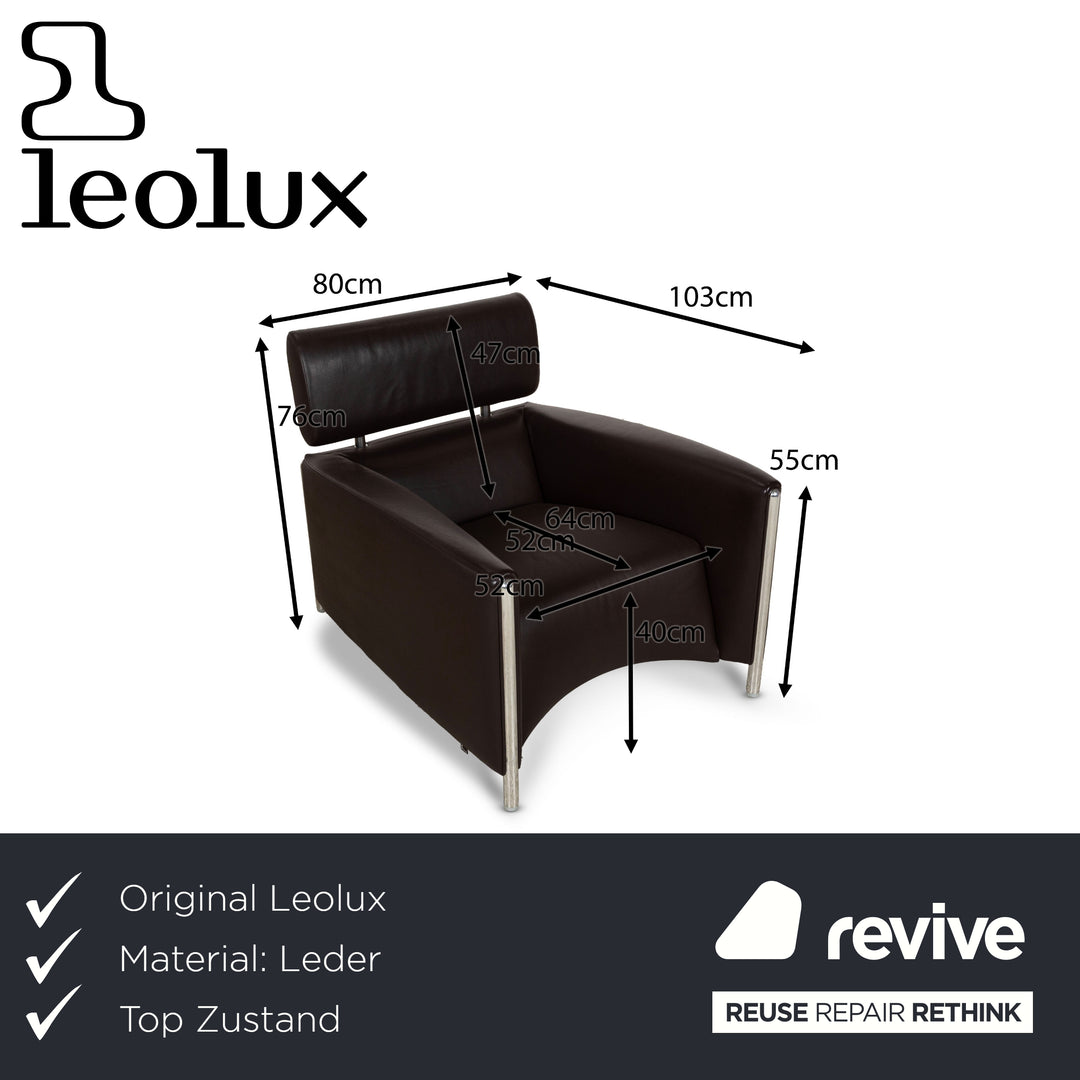 Fauteuil en cuir Leolux Oblomov marron avec tabouret