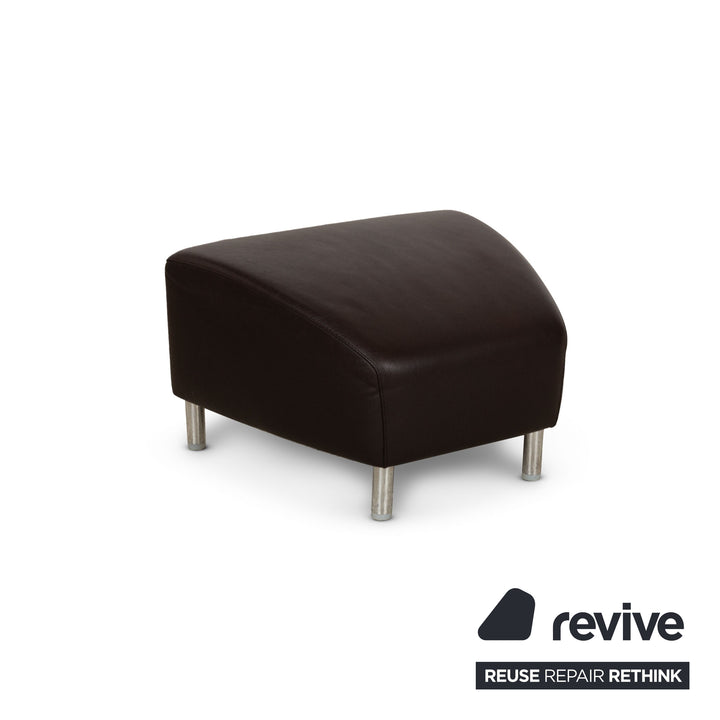 Fauteuil en cuir Leolux Oblomov marron avec tabouret