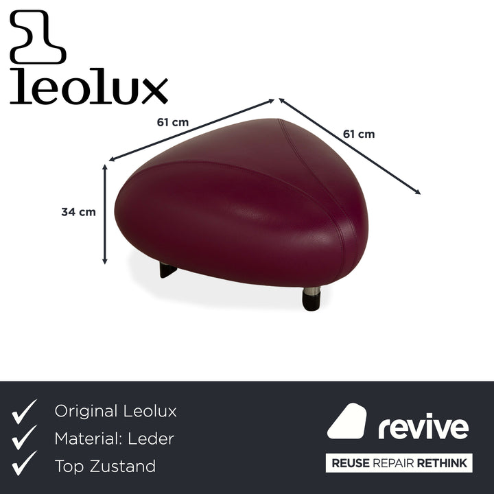 Leolux Pallone Leder Hocker Rot Lila Violett Space Age