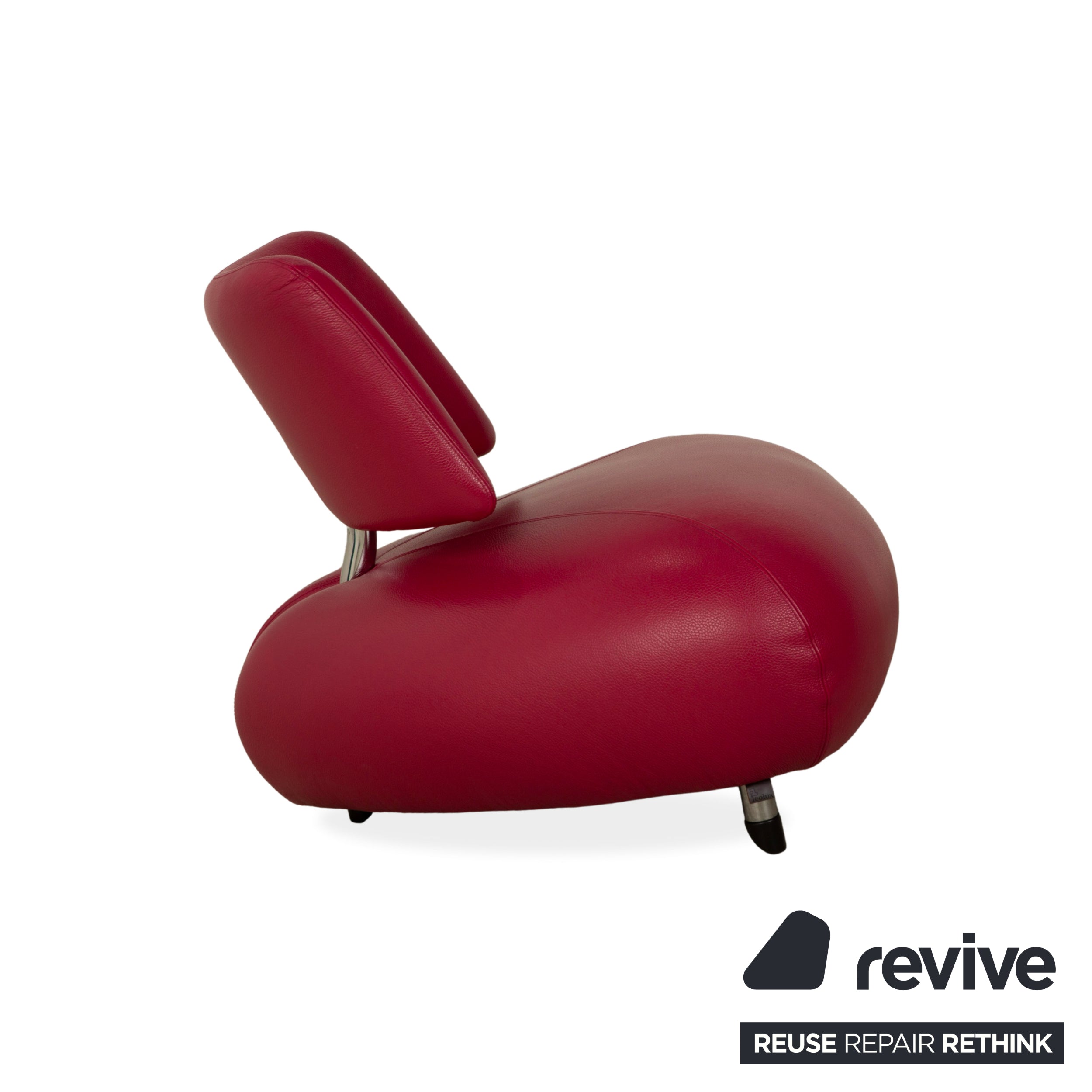 Leolux Pallone Leather Armchair Purple Red Space Age