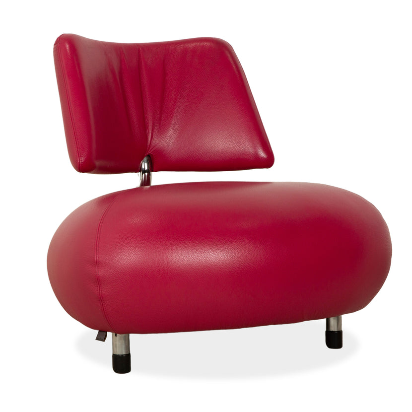 Leolux Pallone Leather Armchair Purple Red Space Age