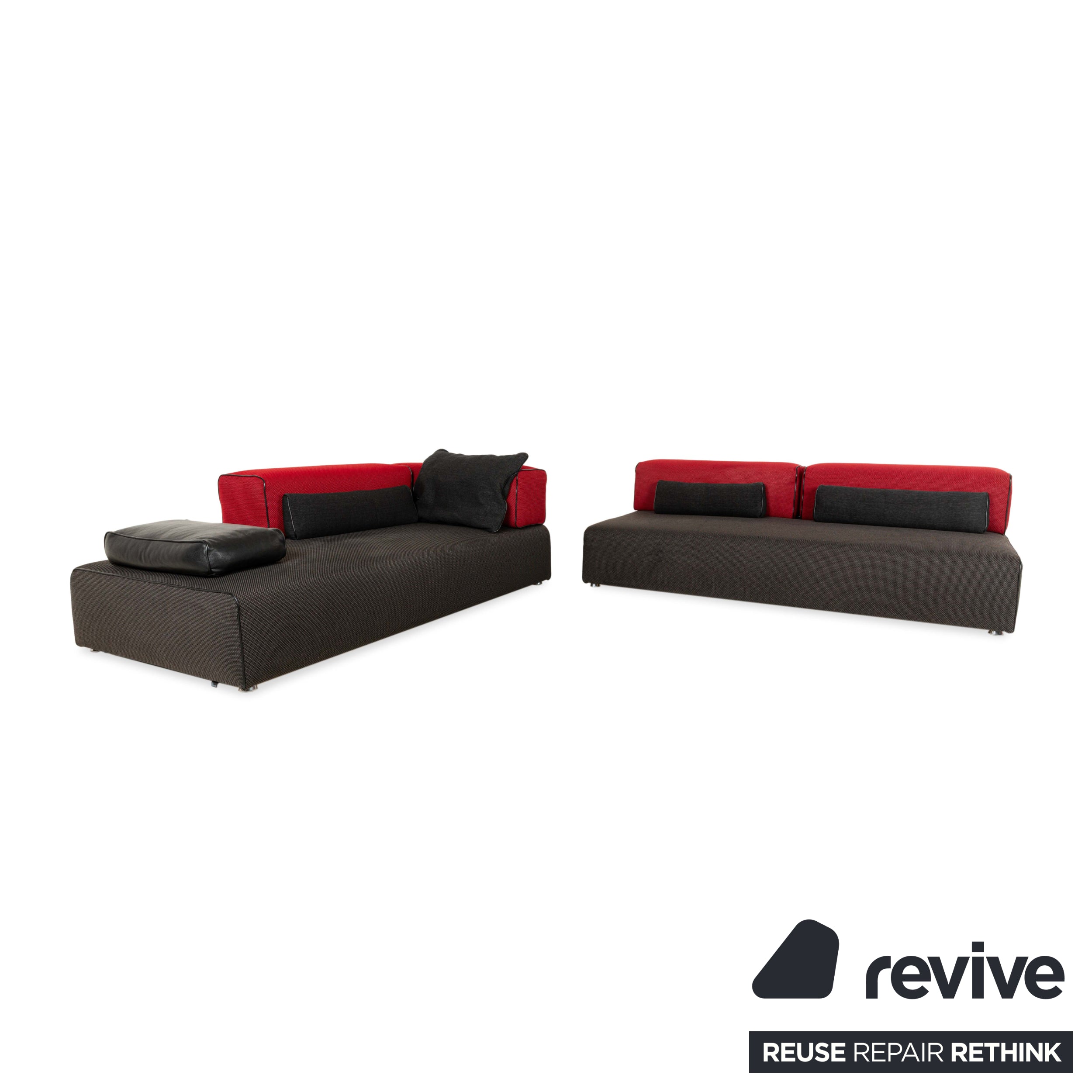 Leolux Panton next fabric corner sofa grey red sofa couch