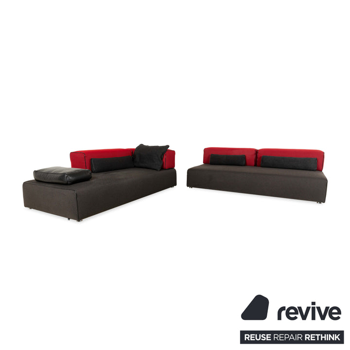 Leolux Panton next fabric corner sofa grey red sofa couch
