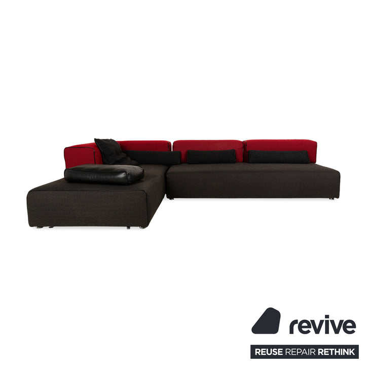 Leolux Panton next fabric corner sofa grey red sofa couch
