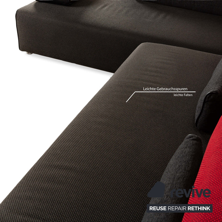 Leolux Panton next fabric corner sofa grey red sofa couch