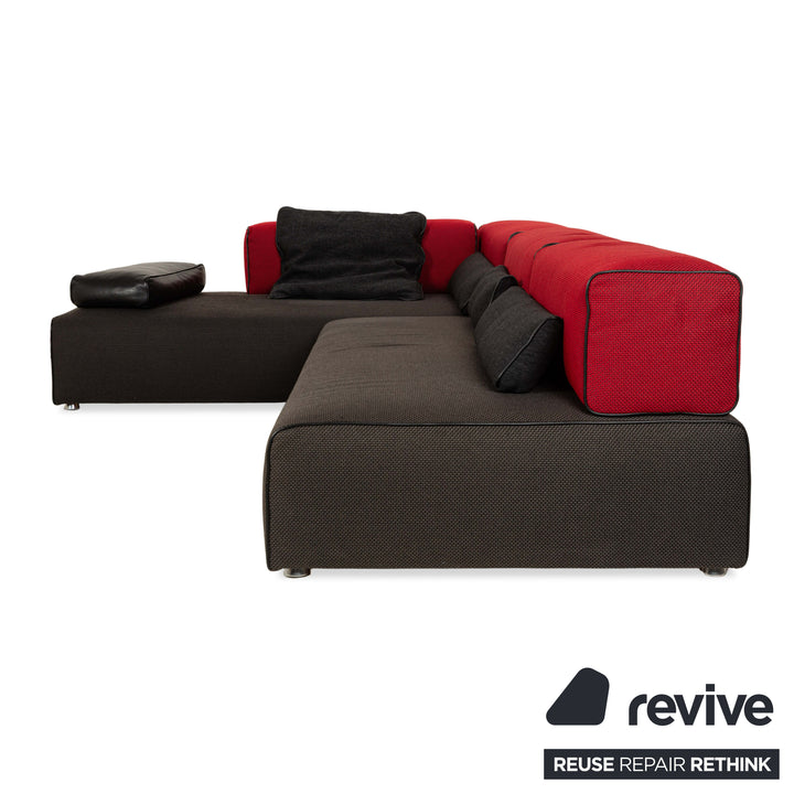 Leolux Panton next fabric corner sofa grey red sofa couch