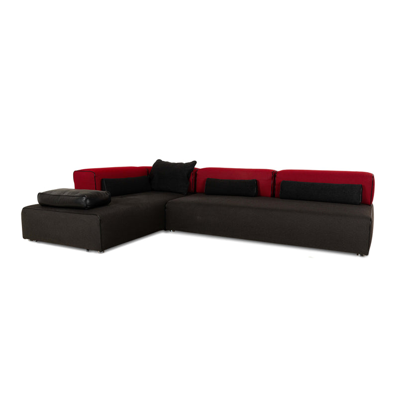 Leolux Panton next fabric corner sofa grey red sofa couch