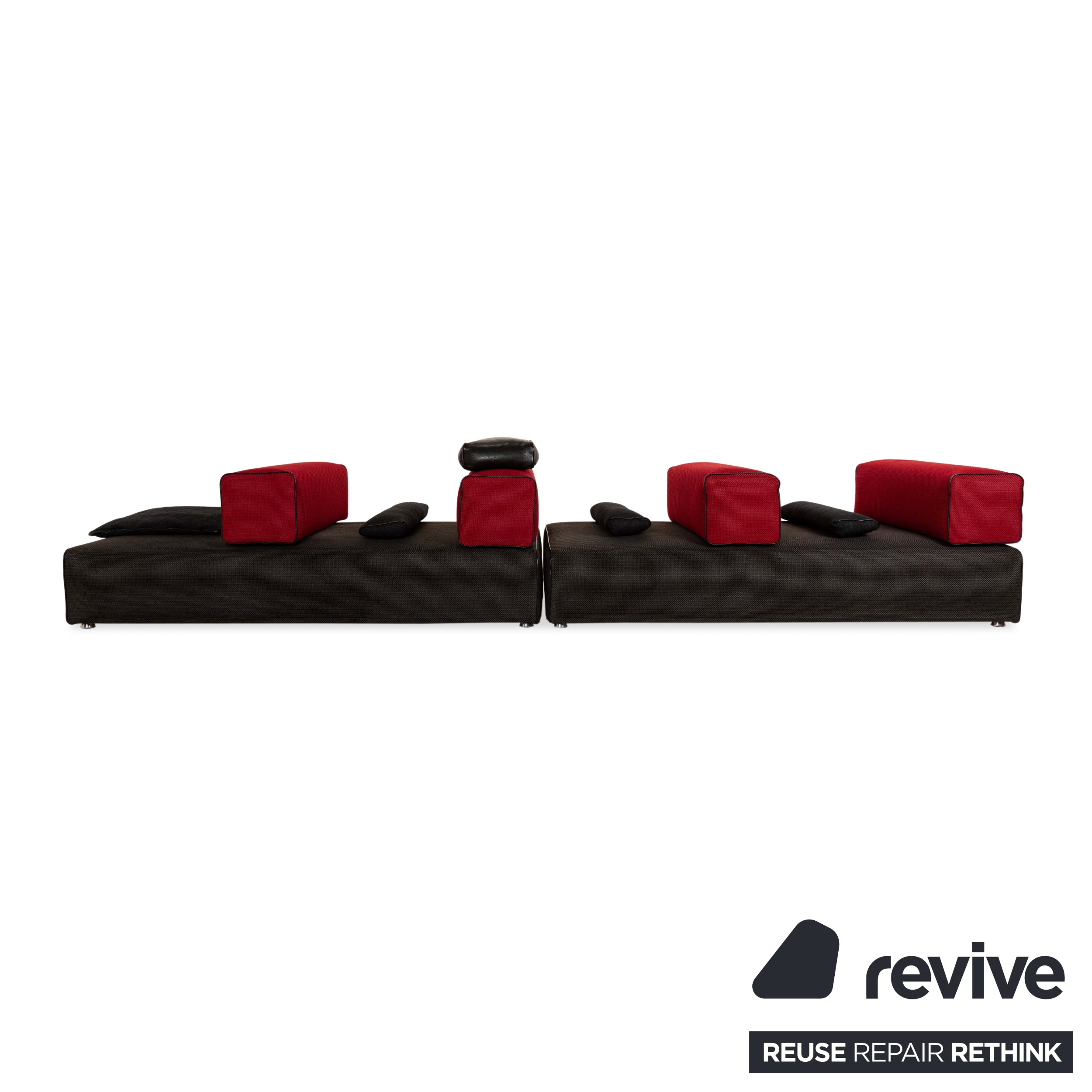 Leolux Panton next fabric corner sofa grey red sofa couch