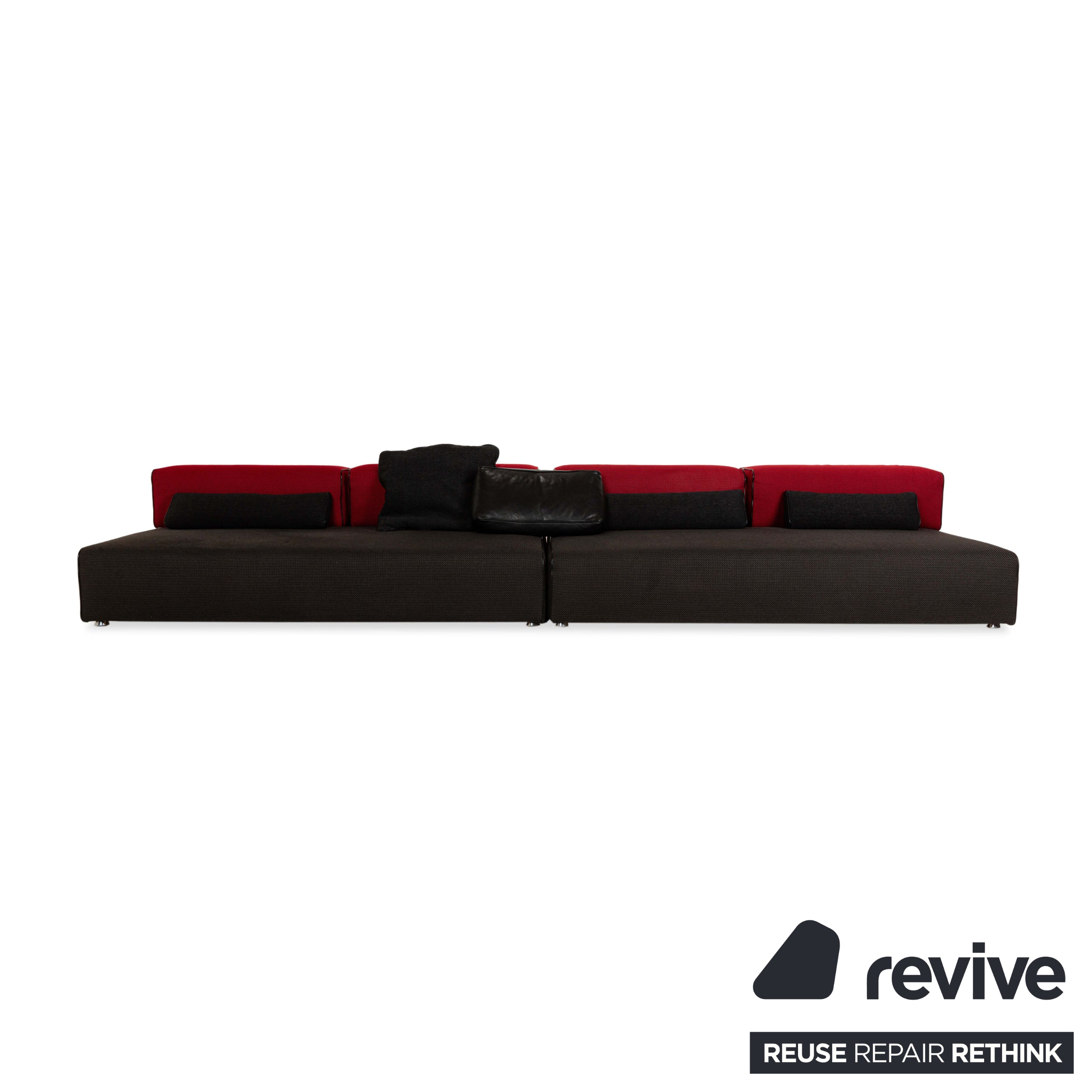 Leolux Panton next fabric corner sofa grey red sofa couch