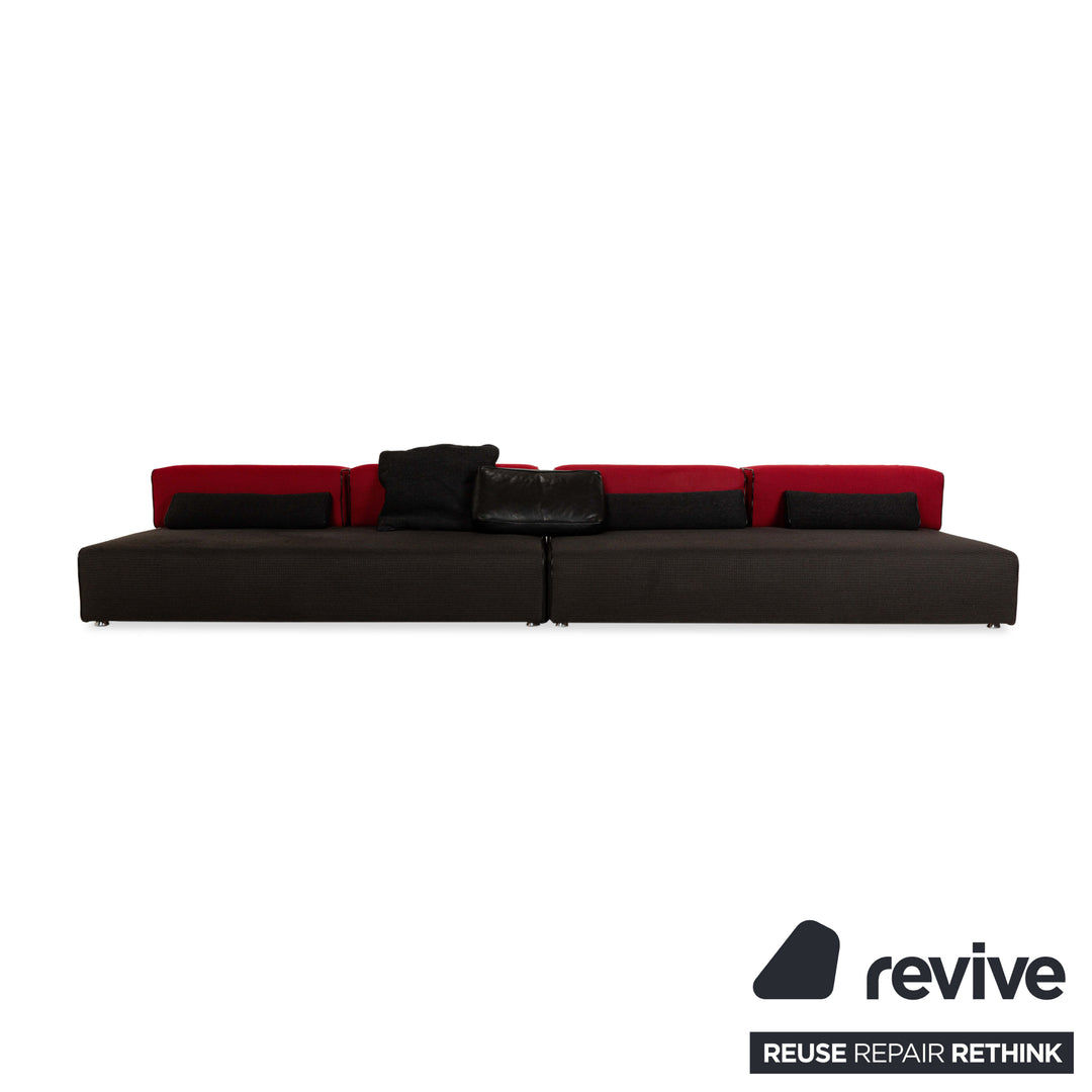 Leolux Panton next fabric corner sofa grey red sofa couch