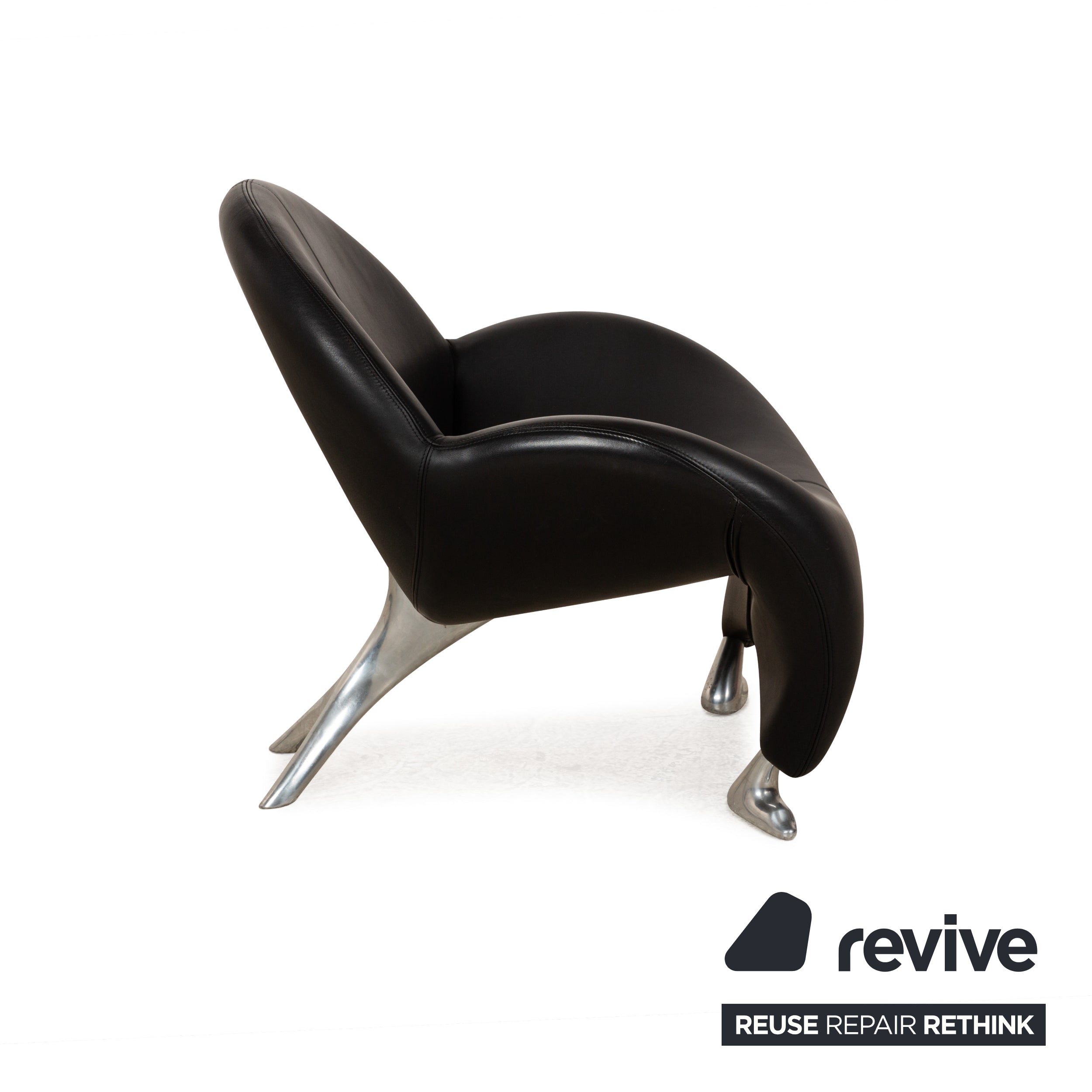 Leolux Papageno Leather Armchair Set Black