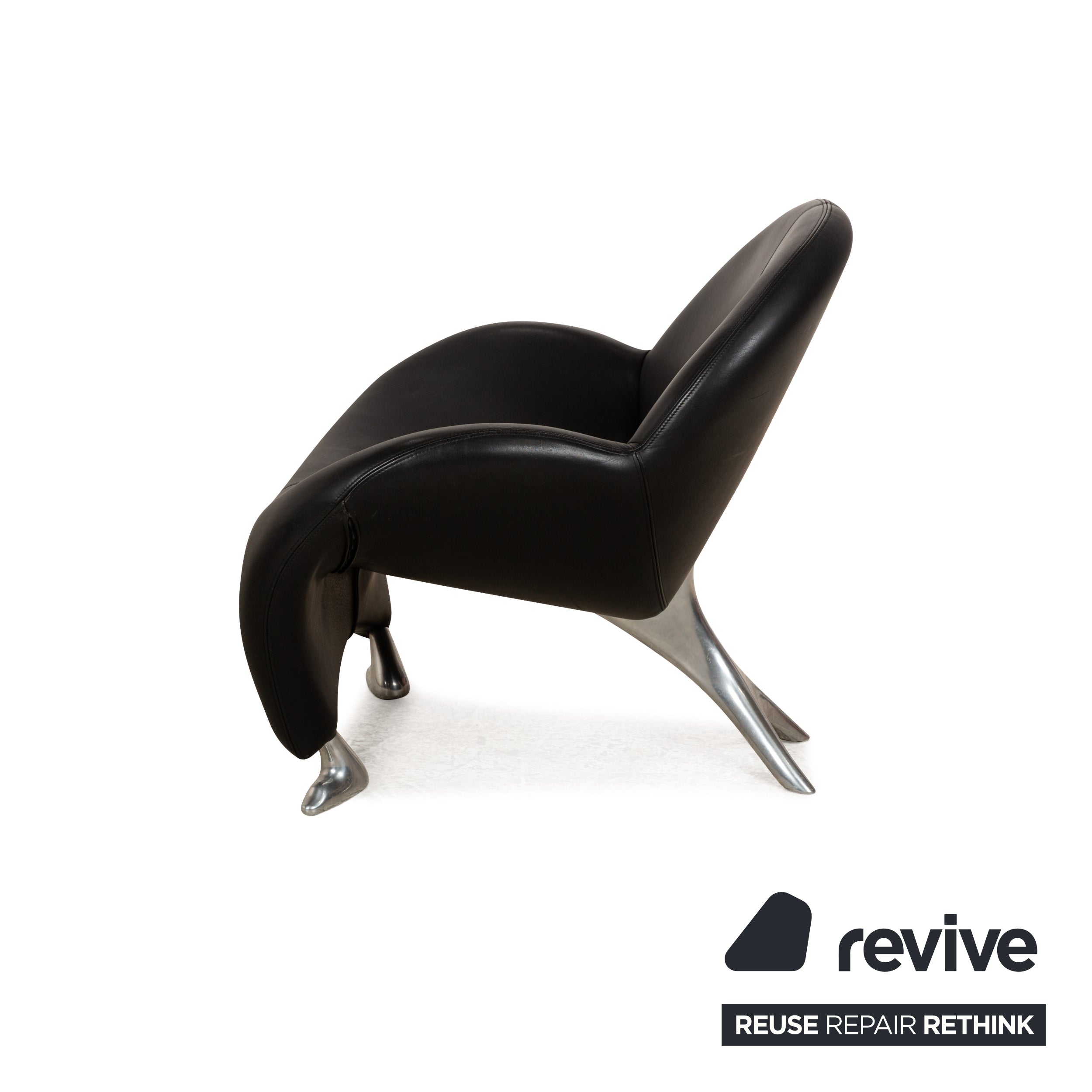 Leolux Papageno Leather Armchair Set Black
