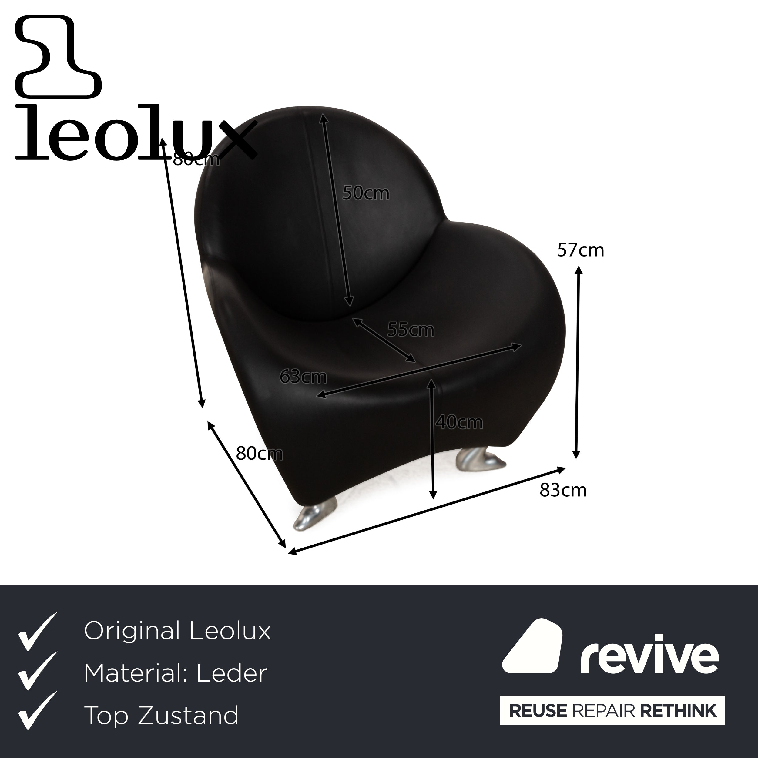 Leolux Papageno Leather Armchair Black