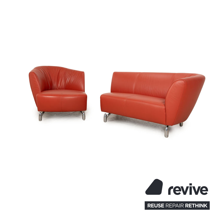 Leolux Pupilla Leder Ecksofa Orange Terrakotta Sofa Couch