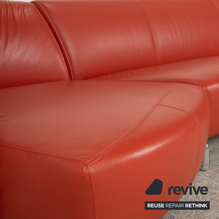 Leolux Pupilla Leder Ecksofa Orange Terrakotta Sofa Couch
